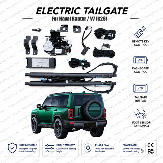 For Haval Raptor / V7 (B26) 2023-2027 Smart Power Tailgate Lift Kit by LiTanglee® | Electric Trunk Opener with Soft Close | Hi4 Platform-Compatible | Heavy-Duty Actuators | Non-Destructive Installation