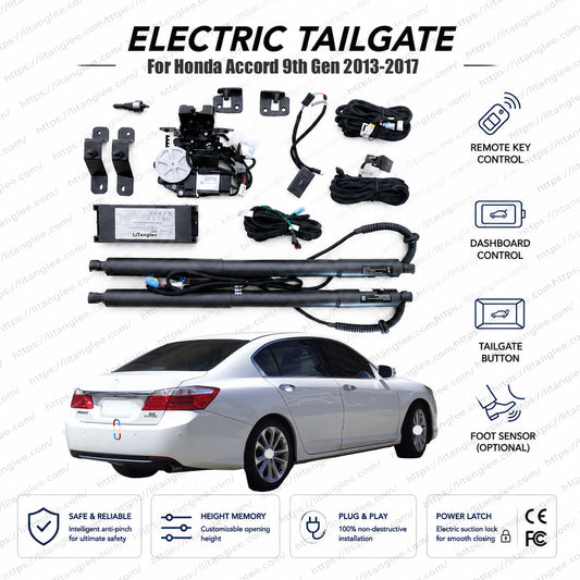 For Honda Accord 9th Generation 2013-2017 Smart Power Tailgate Lift Kit by LiTanglee® | Smart Electric Trunk Opener | Fits Accord LX, Sport, EX, EX-L, V6, i-MMD Hybrid | Dual Struts | CE Certified