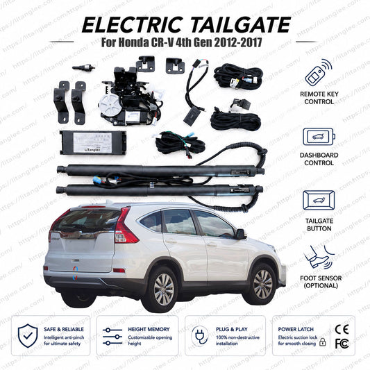 For Honda CR-V 4th Generation 2012-2017 Smart Power Tailgate Lift Kit by LiTanglee® | Smart Electric Trunk Opener | Fits CR-V LX, EX, EX-L, SE, Touring, 4WD, RM1, RM3, RM4 | Dual Struts | CE Certified