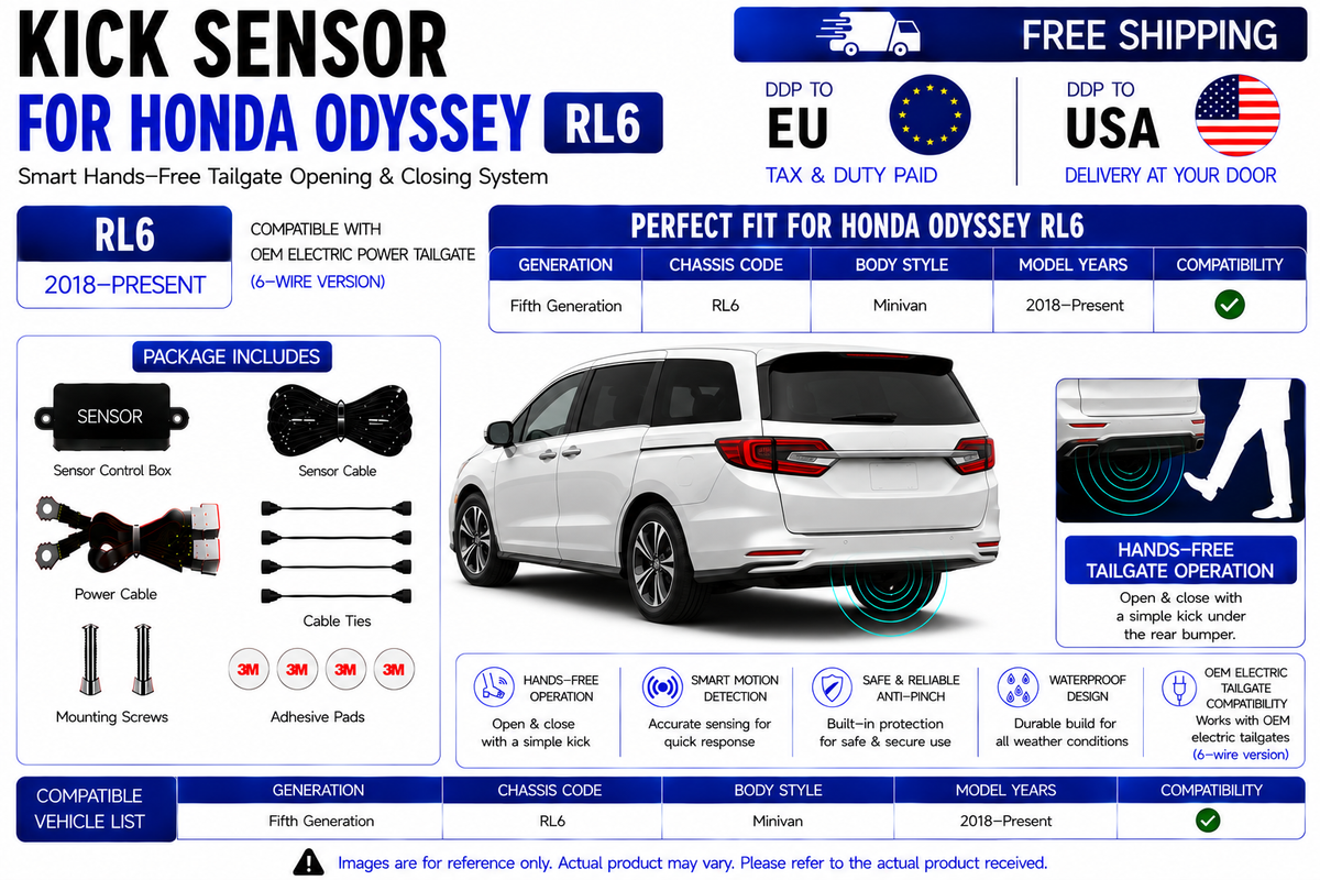For Honda Odyssey RL6 OEM Electric Power Tailgate Smart Hands-Free Kick Sensor – Foot-Activated Tailgate Opening & Closing System