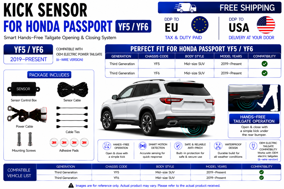 For Honda Passport YF5 YF6 OEM Electric Power Tailgate Smart Hands-Free Kick Sensor – Foot-Activated Tailgate Opening & Closing System