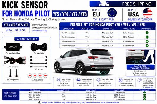 For Honda Pilot YF5 YF6 YF7 YF8 OEM Electric Power Tailgate Smart Hands-Free Kick Sensor – Foot-Activated Tailgate Opening & Closing System