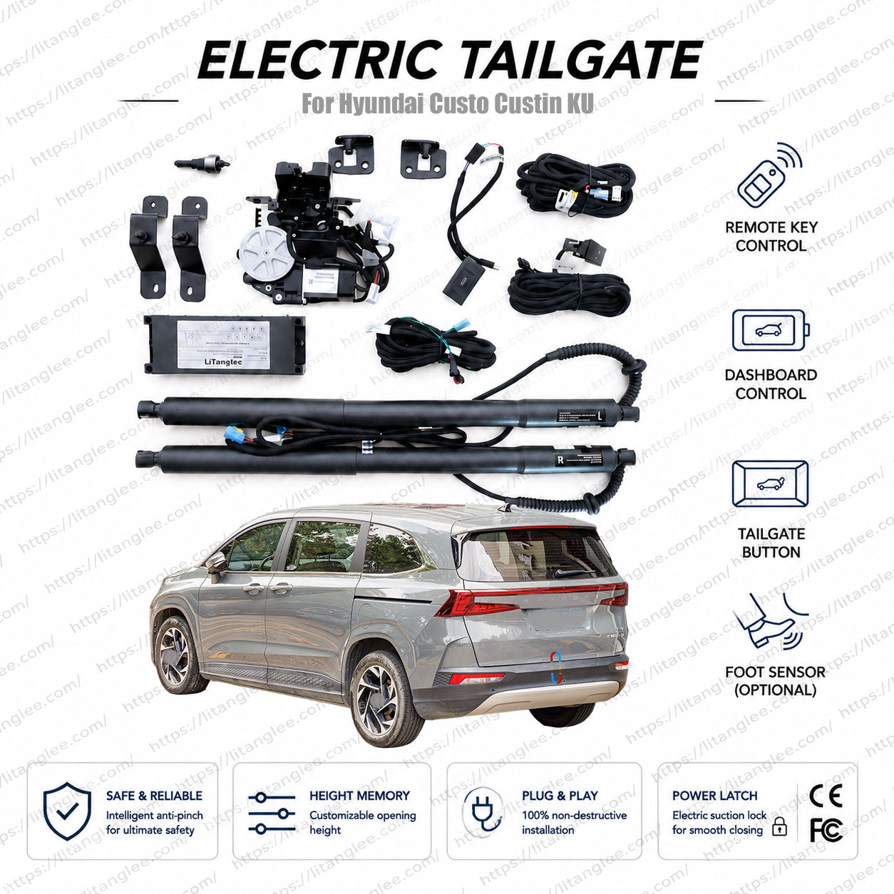 For Hyundai Custo / Hyundai Custin KU 2021-2026 Smart Power Tailgate Lift Kit by LiTanglee® | Smart Electric Trunk Opener | Fits 7-Seater Premium MPV | Dual Struts | CE Certified