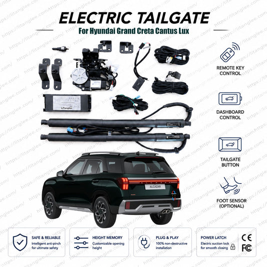 For Hyundai Alcazar / Grand Creta 2021-2026 Power Tailgate Lift Kit by LiTanglee® | Fits Creta Grand, Cantus Lux | Smart Electric Trunk Opener | 3-Row 7-Seater SUV | Dual Struts | CE Certified