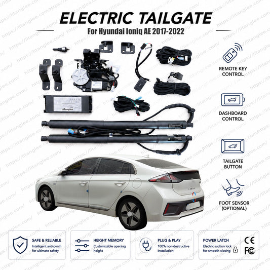 For Hyundai Ioniq AE 2017-2022 Smart Power Tailgate Lift Kit by LiTanglee® | Smart Electric Liftback Trunk Opener | Fits Ioniq Electric, Plug-in, Hybrid | Dual Struts | CE Certified