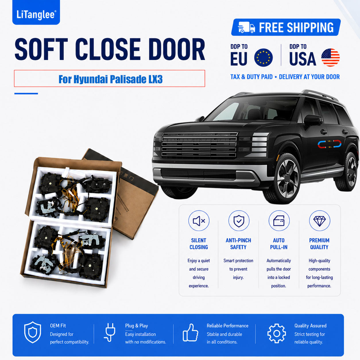 For Hyundai Palisade (LX3) Premium 4-Door Electric Soft Close Upgrade Kit