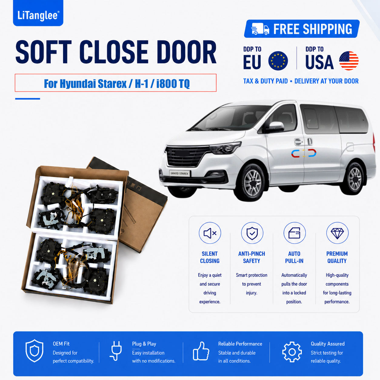 For Hyundai Starex / H-1 / i800 Premium 2-Door Electric Soft Close Upgrade Kit