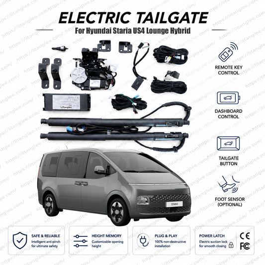 For Hyundai Staria US4 2021-2027 Heavy-Duty Power Tailgate Lift Kit by LiTanglee® | Smart Electric Trunk Opener | Fits Staria Lounge, Limousine, Hybrid, Cargo | Industrial Dual Struts | CE Certified