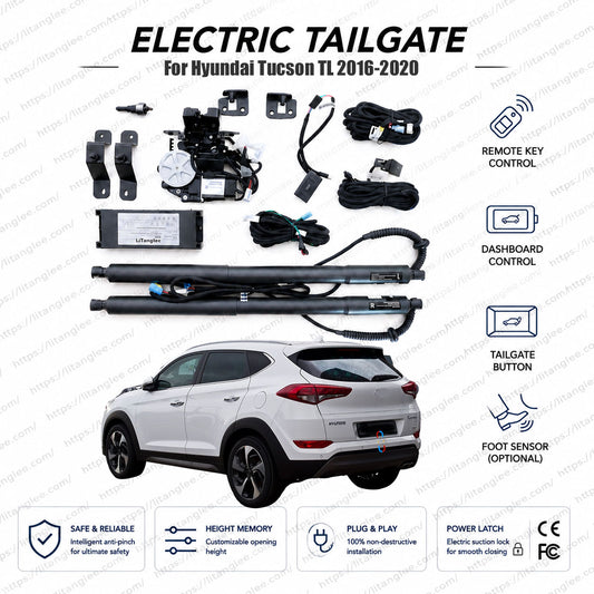 For Hyundai Tucson TL 2016-2020 Smart Power Tailgate Lift Kit by LiTanglee® | Smart Electric Trunk Opener | Fits Third-Gen Tucson SUV | Dual Struts | OEM Plug & Play | CE Certified