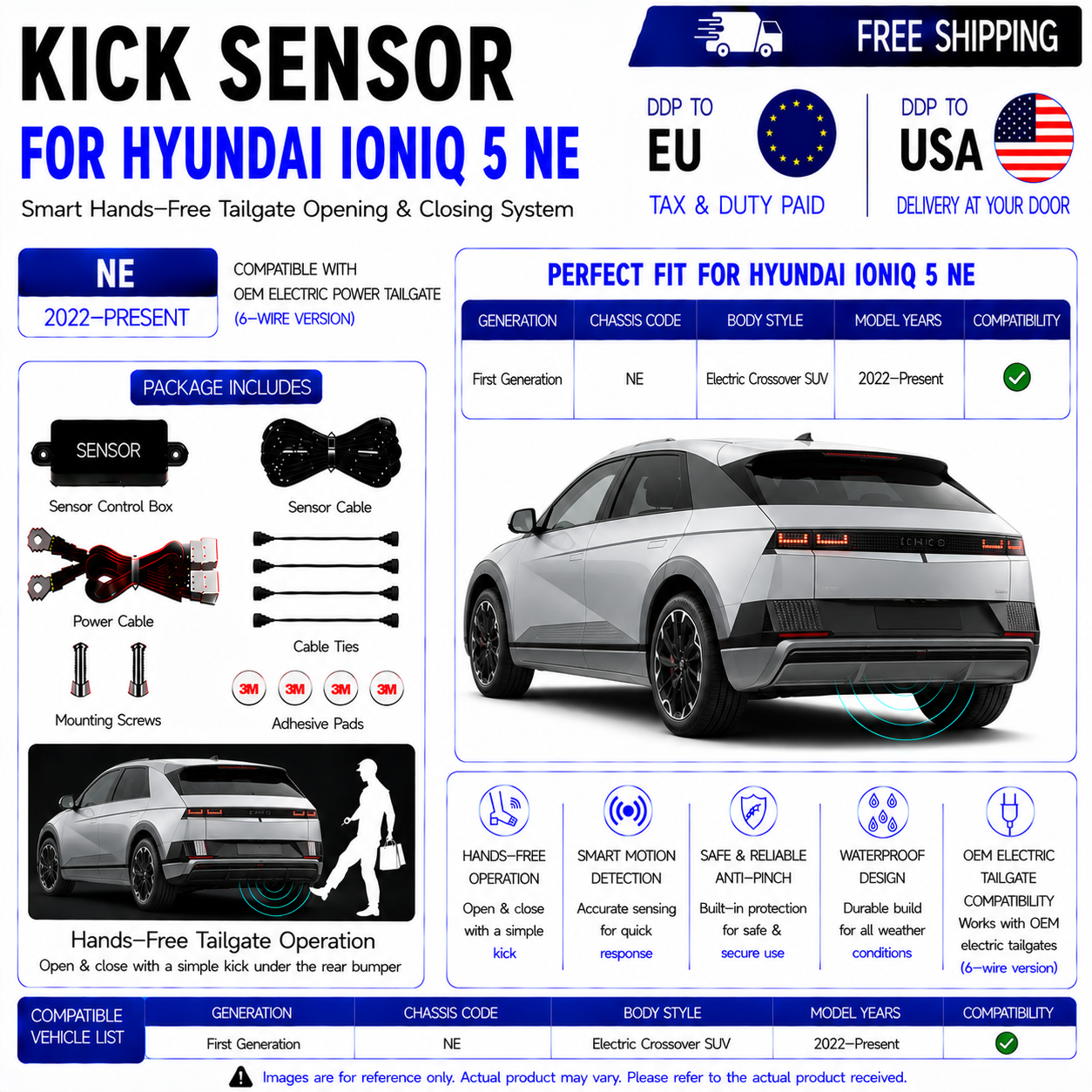 For Hyundai IONIQ 5 NE OEM Electric Power Tailgate Smart Hands-Free Kick Sensor – Foot-Activated Tailgate Opening & Closing System