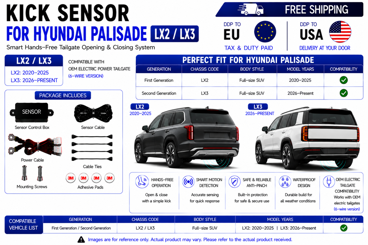 For Hyundai Palisade LX2 LX3 OEM Electric Power Tailgate Smart Hands-Free Kick Sensor – Foot-Activated Tailgate Opening & Closing System