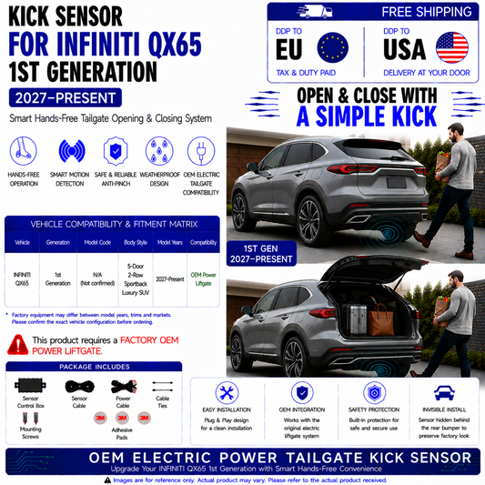 For INFINITI QX65 1st Gen 2027–Present OEM Electric Power Tailgate Smart Hands-Free Kick Sensor – Foot-Activated Tailgate Opening & Closing System