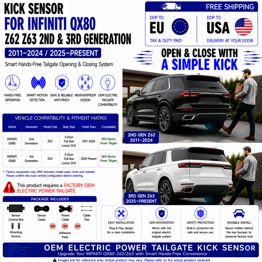 For INFINITI QX80 Z62 Z63 2nd 3rd Gen 2011–2024 / 2025–Present OEM Electric Power Tailgate Smart Hands-Free Kick Sensor – Foot-Activated Tailgate Opening & Closing System
