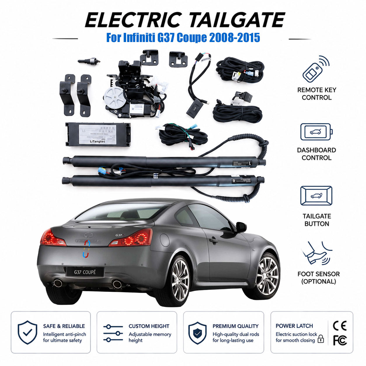 For Infiniti G37 Coupe 2008-2015 Automatic Power Tailgate Lift Kit | Electric Trunk Opener | CV36 | Ultra-Silent | OEM Fit & CE Certified