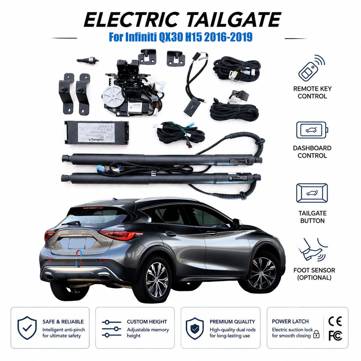 For Infiniti QX30 H15 2016-2019 Automatic Power Tailgate Lift Kit | Electric Trunk Opener | Ultra-Silent | OEM Fit & CE Certified