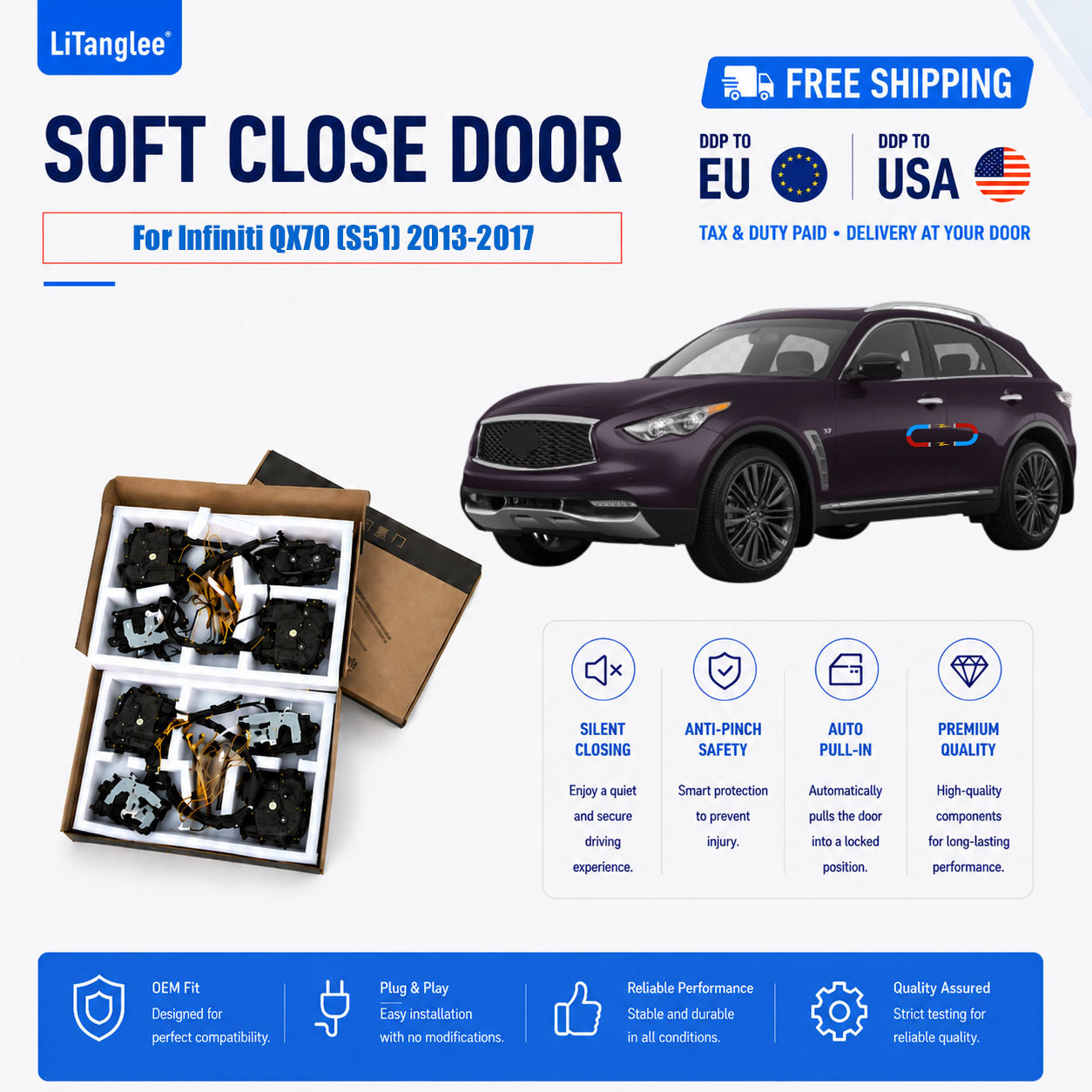 For Infiniti QX70 (S51) 2013-2017 4-Door Electric Soft Close System | LiTanglee