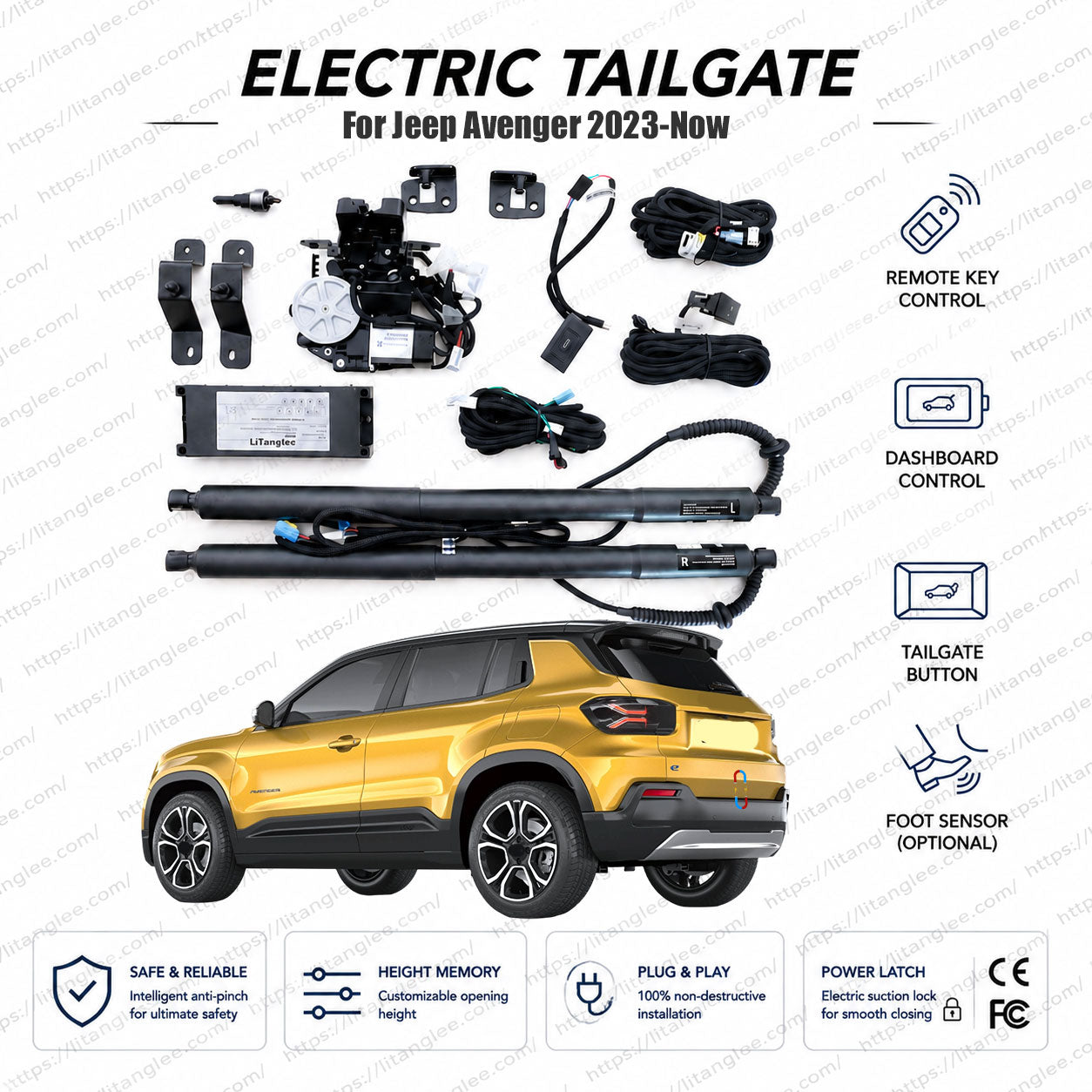 For Jeep Avenger 2023-2027 Smart Power Tailgate Lift Kit by LiTanglee® | Electric Trunk Opener with Soft Close | Native CAN-Bus Integrated | eCMP2 Platform Optimized | Stealth Non-Destructive Installation