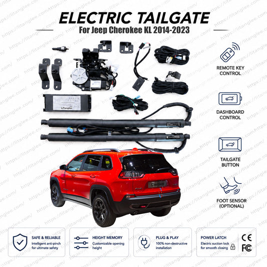 For Jeep Cherokee KL 2014-2023 Smart Power Tailgate Lift Kit by LiTanglee® | Electric Trunk Opener with Soft Close | Upgrade Factory Manual or Replace Faulty OEM | Dual Heavy-Duty Struts