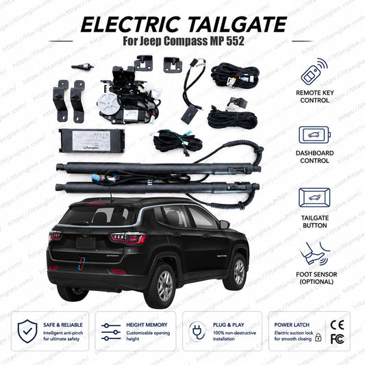 For Jeep Compass MP 552 2017-2026 Smart Power Tailgate Lift Kit by LiTanglee® | Electric Trunk Opener with Soft Close | Fits Compass Limited, Trailhawk, Latitude | Dual Heavy-Duty Struts