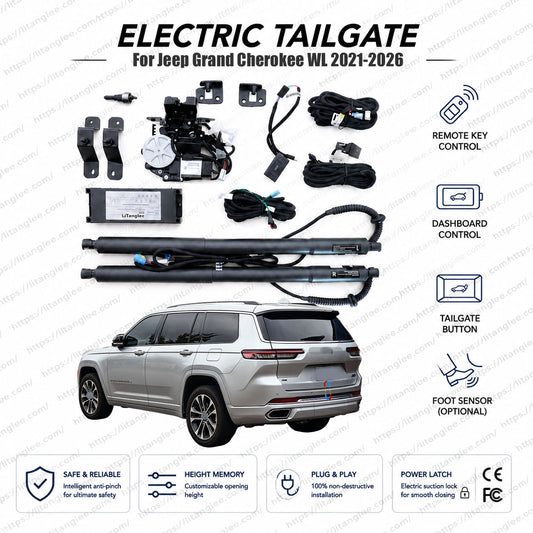 For Jeep Grand Cherokee WL 2021-2026 Smart Power Tailgate Lift Kit by LiTanglee® | Electric Trunk Opener with Soft Close | Full Digital Bus Integration | Fits 2-Row & 3-Row (L) | Dual Heavy-Duty Struts