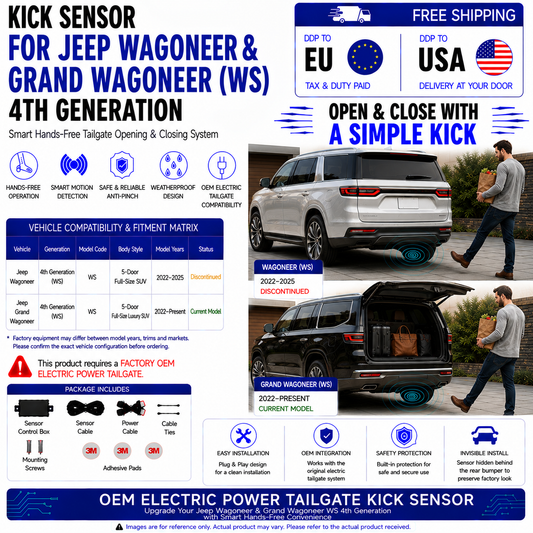 For Jeep Wagoneer Grand Wagoneer WS 4th Gen OEM Electric Power Tailgate Smart Hands-Free Kick Sensor – Foot-Activated Tailgate Opening & Closing System