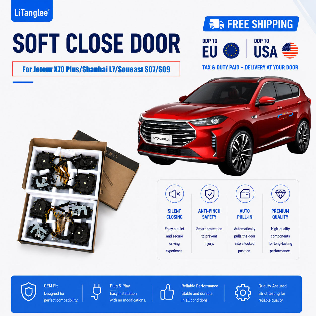 For Jetour X70 Plus / Shanhai L7 / Soueast S07 / S09 (2019-2026) Premium Electric Suction Door Kit