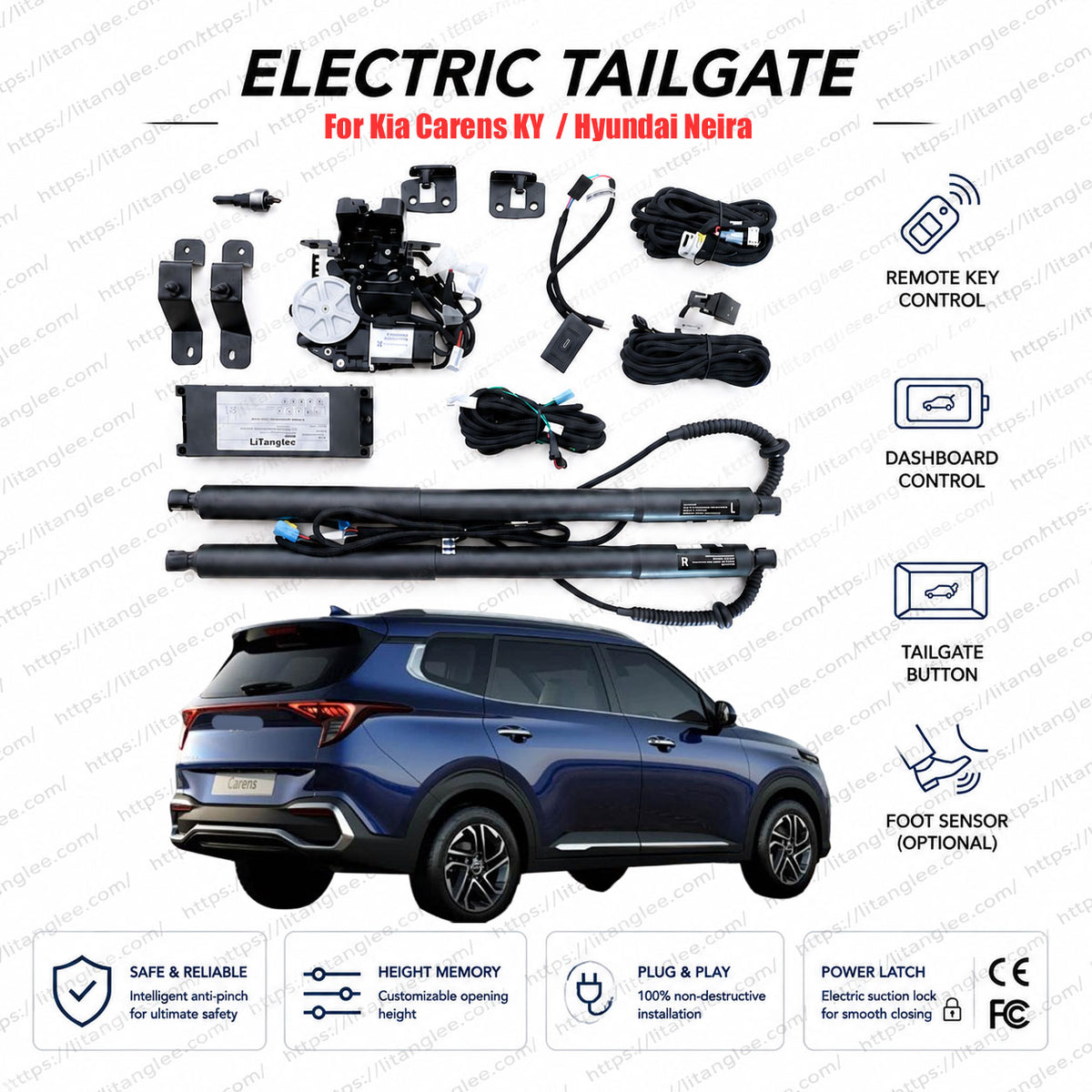 For Kia Carens KY 2022-2027 Smart Electric Power Tailgate Lift Kit | Automatic Trunk Opener | Hyundai Neira EV | 6/7 Seats | Dual Struts | CE Certified