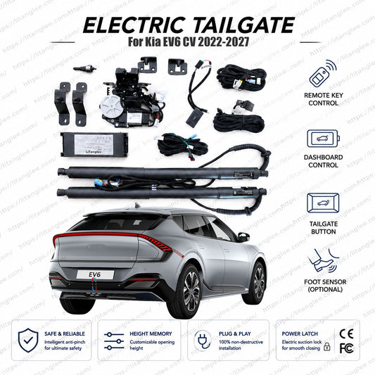 For Kia EV6 CV 2022-2027 Smart Power Tailgate Lift Kit by LiTanglee® | Smart Electric Trunk Opener | Fits ccNC Cockpit, GT, GT-Line, Light, Air | Dual Struts | CE Certified