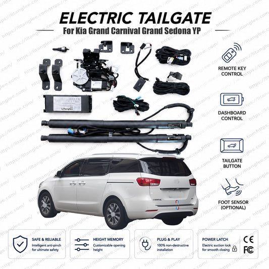 For Kia Grand Carnival / Grand Sedona YP 2015-2020 Heavy-Duty Power Tailgate Lift Kit by LiTanglee® | Smart Electric Trunk Opener | Fits Sedona, Carnival L, LX, EX, S | Dual Struts | CE Certified