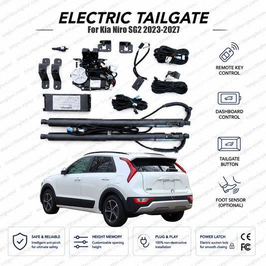 For Kia Niro SG2 2023-2027 Smart Power Tailgate Lift Kit by LiTanglee® | Smart Electric Trunk Opener | Fits Niro Hybrid, EV, ccNC Cabin, LX, EX, Niro 2 | Dual Struts | CE Certified