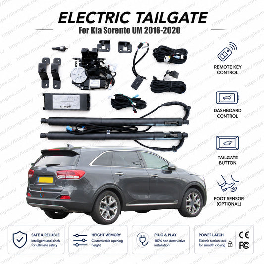 For Kia Sorento UM 2016-2020 Smart Power Tailgate Lift Kit by LiTanglee® | Smart Electric Trunk Opener | Fits Sorento L, LX, EX, SX | Mid-Size 5/7-Seater SUV | Dual Struts | CE Certified