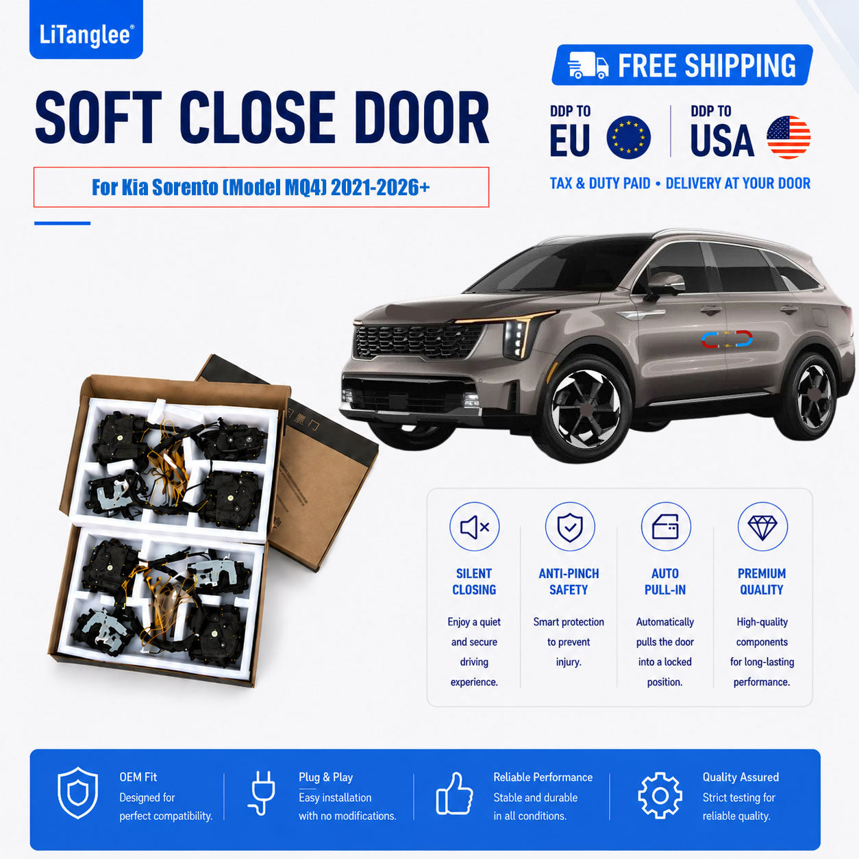 For Kia Sorento (Model MQ4) 2021-2026+ Electric Soft Close Door Upgrade Kit | LiTanglee
