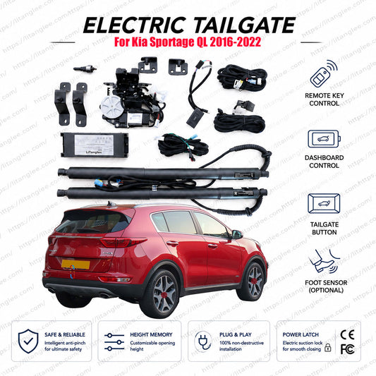 For Kia Sportage QL 2016-2022 Smart Power Tailgate Lift Kit by LiTanglee® | Smart Electric Trunk Opener | Fits Sportage LX, S, EX, KX | Mid-Size Crossover SUV | Heavy-Duty Dual Struts | CE Certified