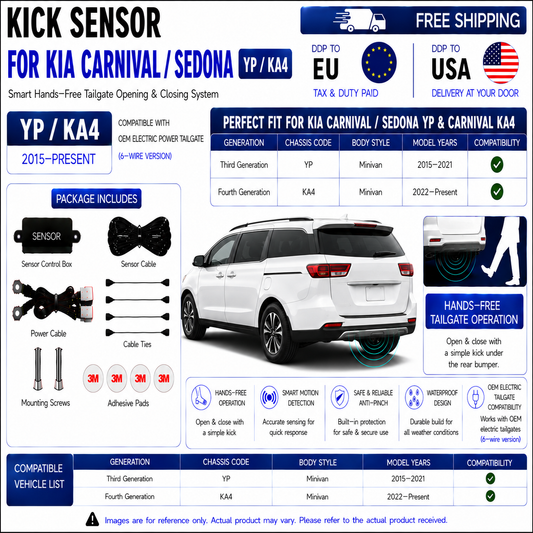 For Kia Carnival Sedona YP KA4 OEM Electric Power Tailgate Smart Hands-Free Kick Sensor – Foot-Activated Tailgate Opening & Closing System
