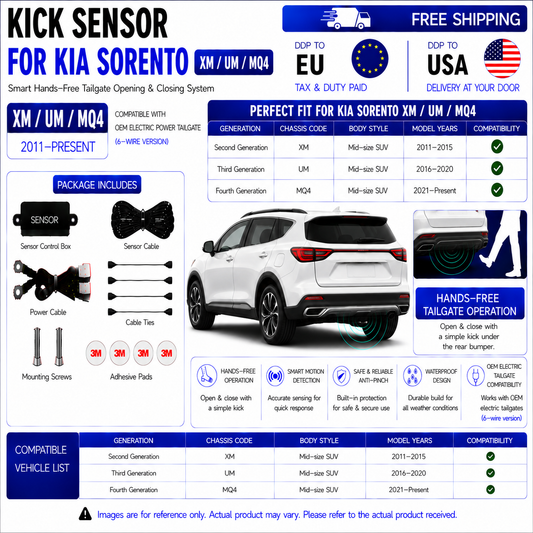 For Kia Sorento XM UM MQ4 OEM Electric Power Tailgate Smart Hands-Free Kick Sensor – Foot-Activated Tailgate Opening & Closing System