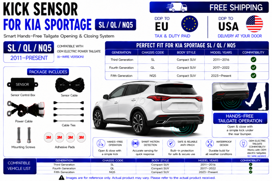 For Kia Sportage SL QL NQ5 OEM Electric Power Tailgate Smart Hands-Free Kick Sensor – Foot-Activated Tailgate Opening & Closing System