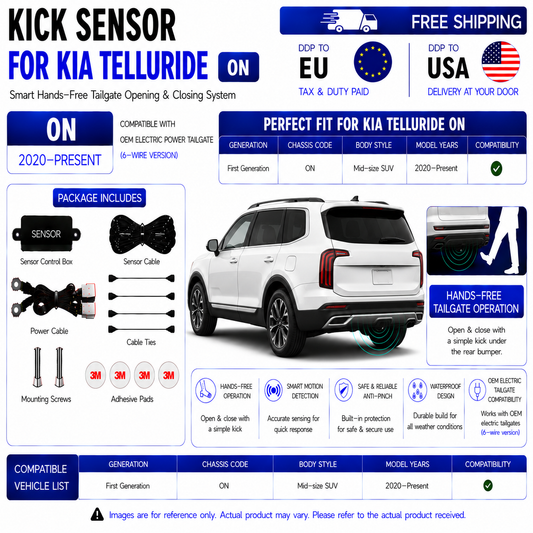 For Kia Telluride ON OEM Electric Power Tailgate Smart Hands-Free Kick Sensor – Foot-Activated Tailgate Opening & Closing System