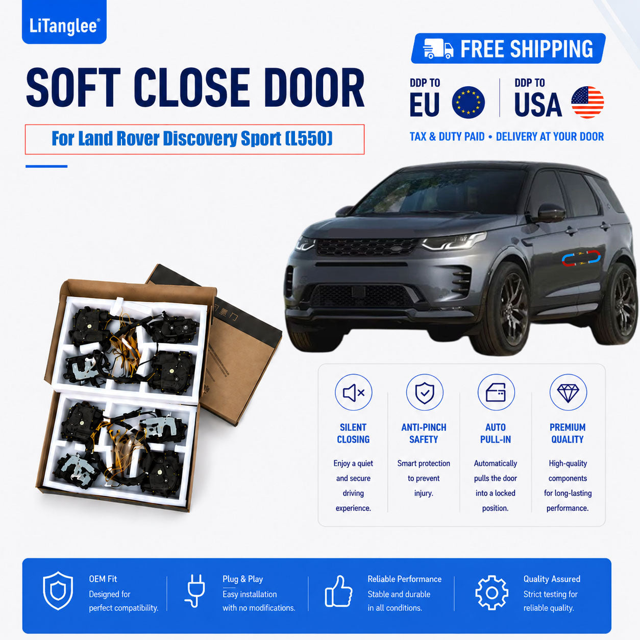 For Land Rover Discovery Sport (L550) 2014-2026 Premium Electric Soft Close Door Upgrade Kit