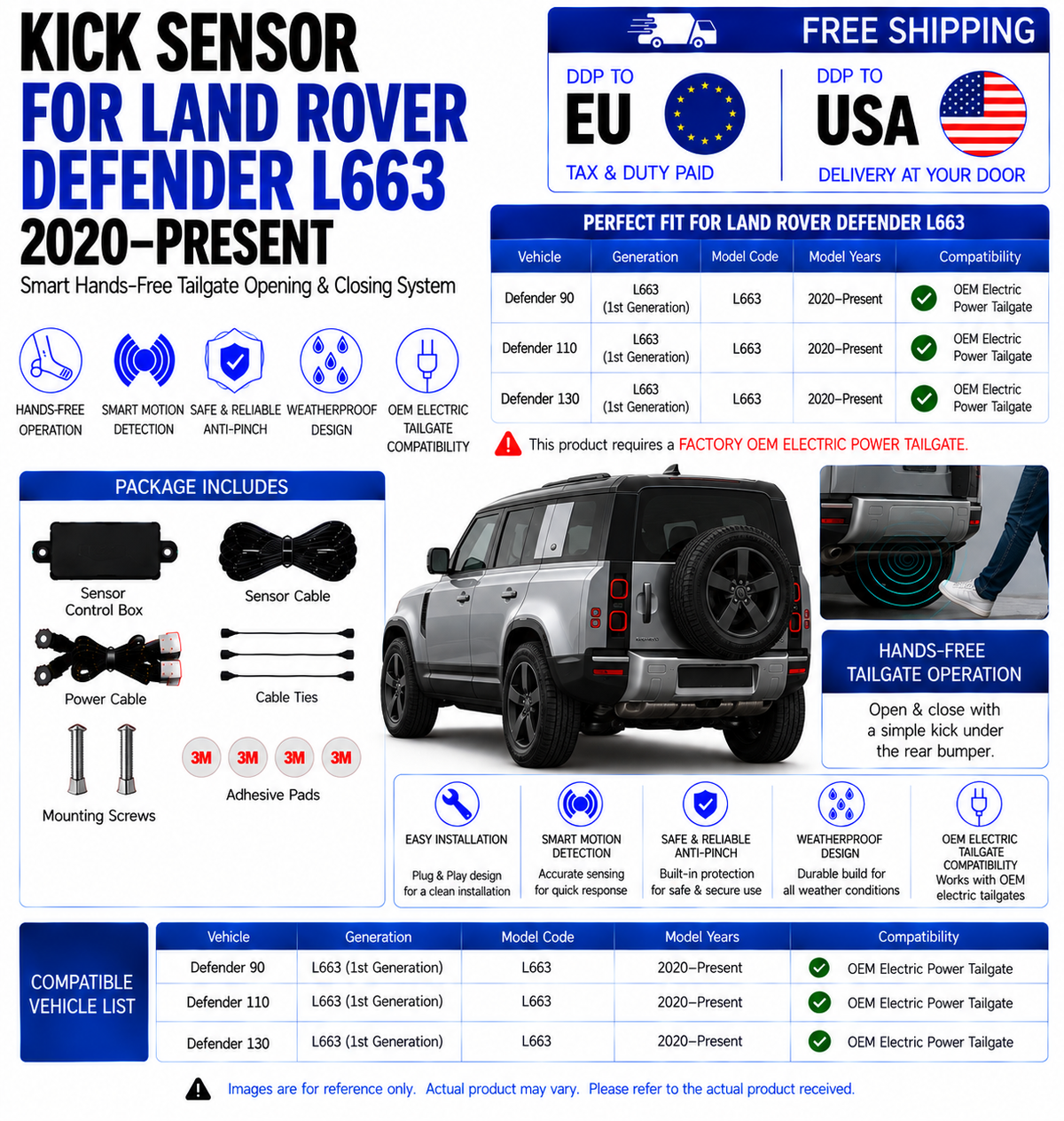For Land Rover Defender L663 (2020-Present) Electric Power Tailgate Kick Sensor | Hands-Free Smart Trunk Opener