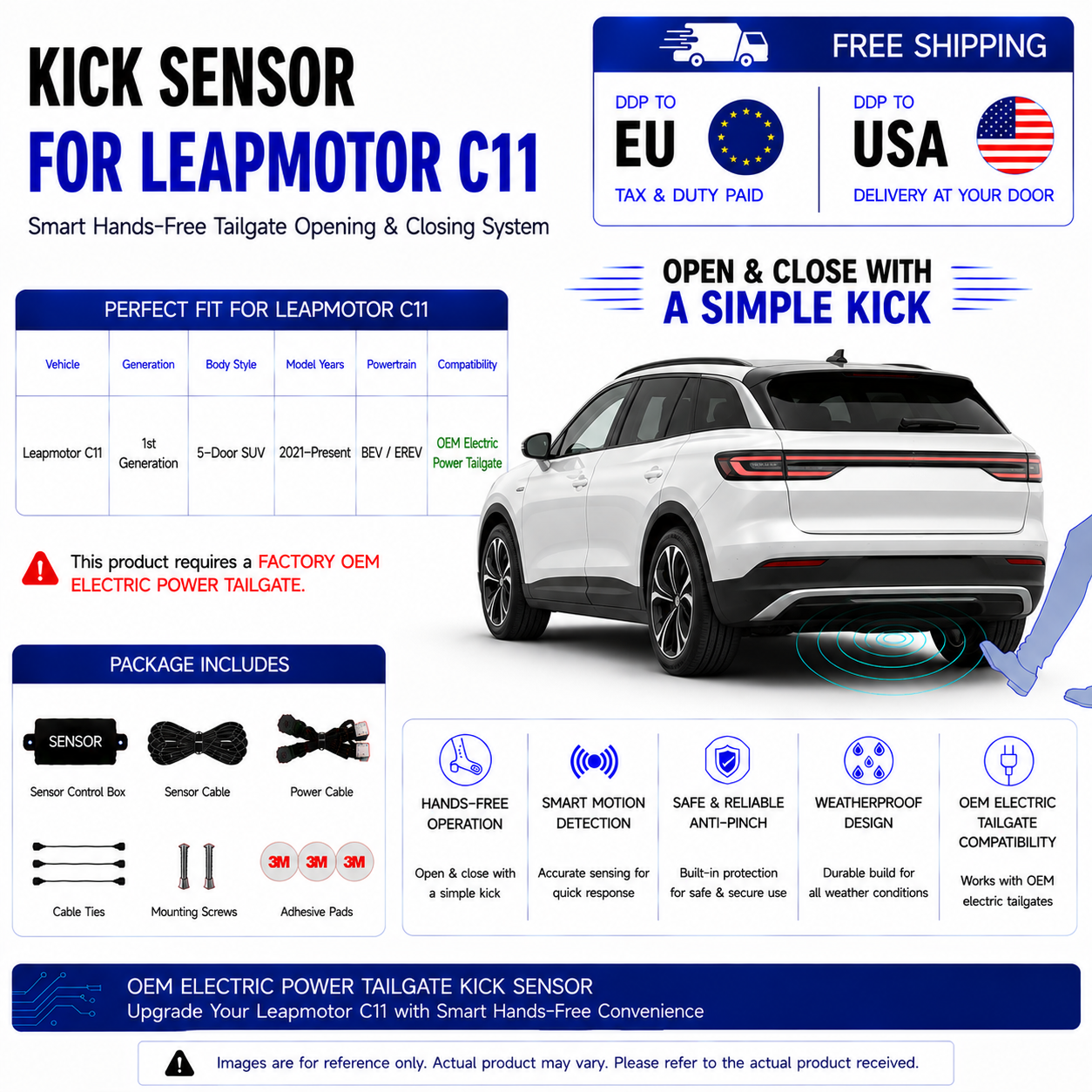 For Leapmotor C11 OEM Electric Power Tailgate Smart Hands-Free Kick Sensor – Foot-Activated Tailgate Opening & Closing System