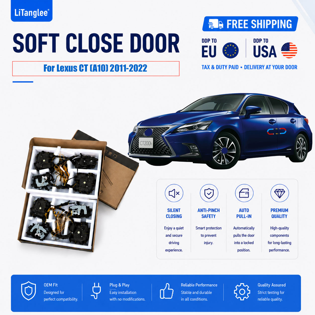 For Lexus CT (A10) 2011-2022 Premium Electric Soft Close Door Kit