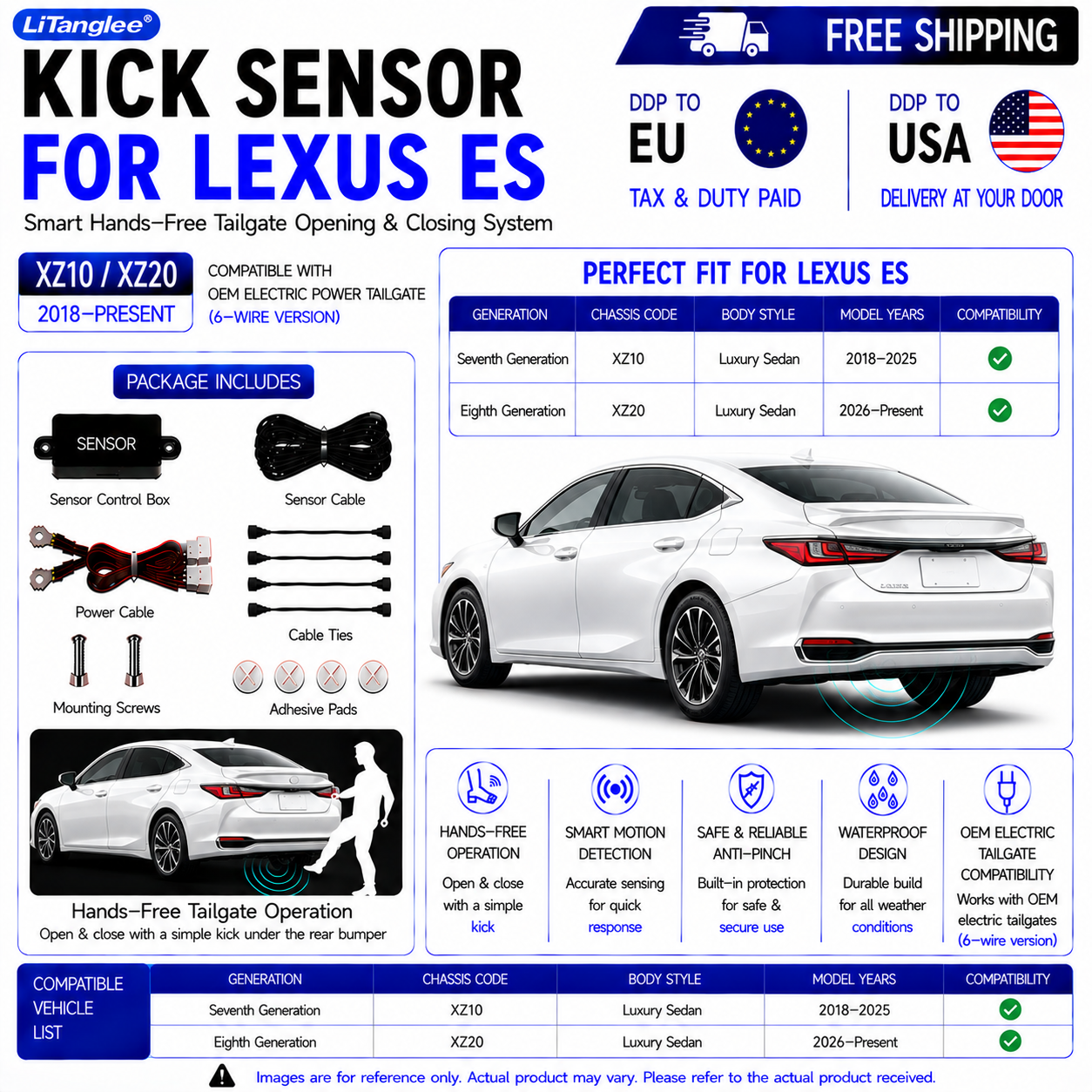 For Lexus ES XZ10 XZ20 OEM Electric Power Tailgate Smart Hands-Free Kick Sensor – Foot-Activated Tailgate Opening & Closing System