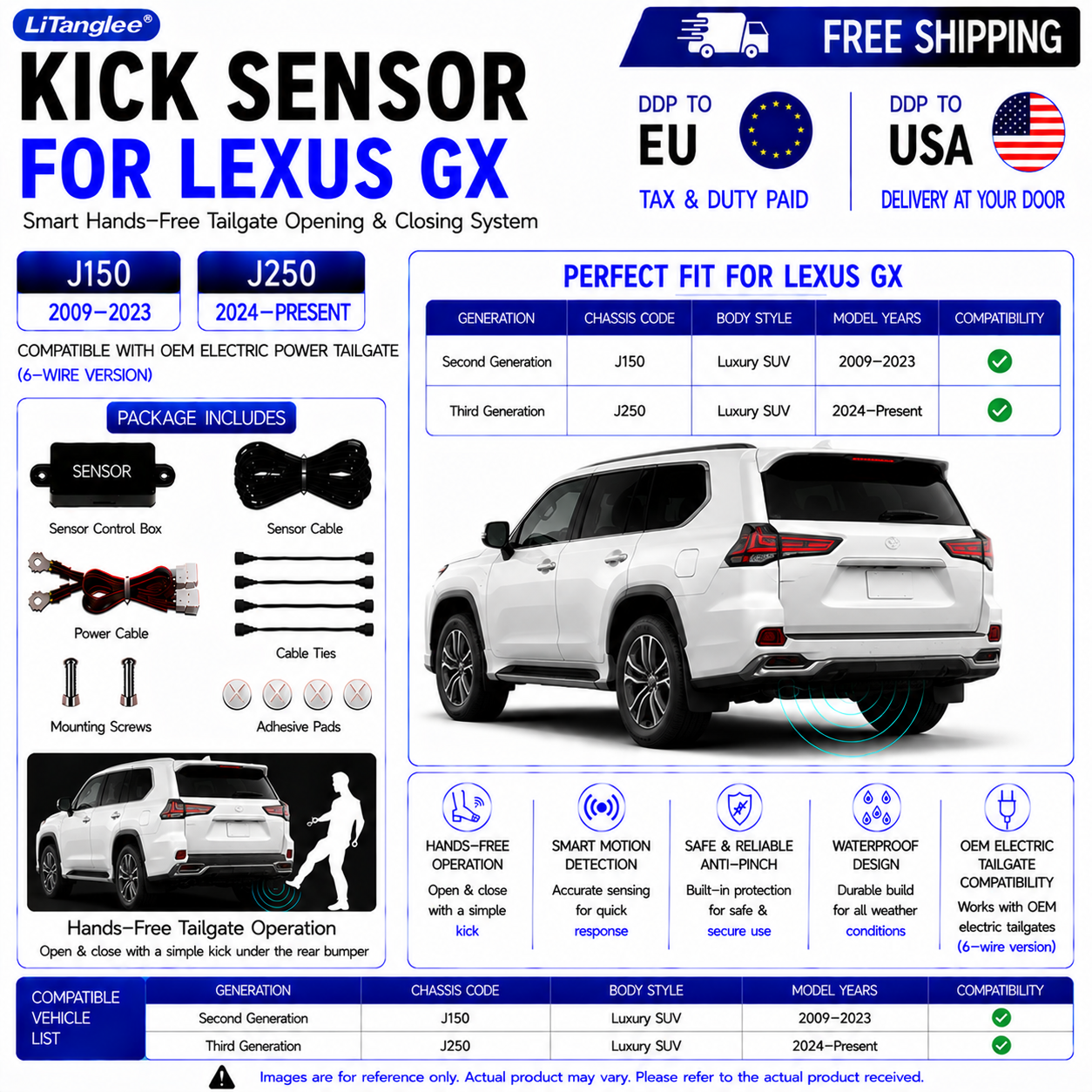 For Lexus GX J150 J250 OEM Electric Power Tailgate Smart Hands-Free Kick Sensor – Foot-Activated Tailgate Opening & Closing System