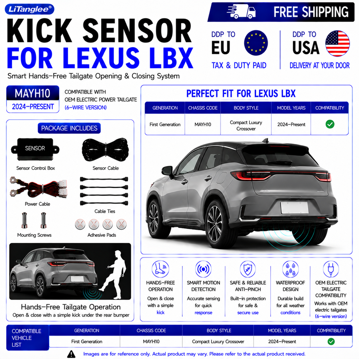 For Lexus LBX MAYH10 OEM Electric Power Tailgate Smart Hands-Free Kick Sensor – Foot-Activated Tailgate Opening & Closing System