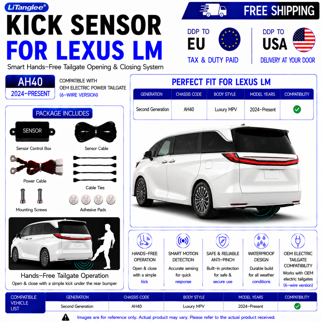 For Lexus LM AH40 OEM Electric Power Tailgate Smart Hands-Free Kick Sensor – Foot-Activated Tailgate Opening & Closing System