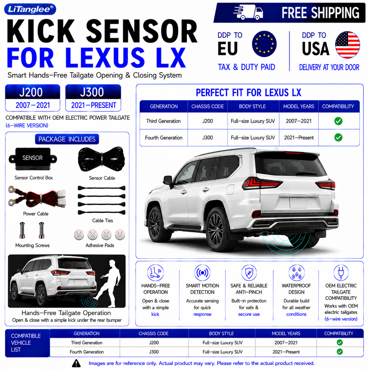 For Lexus LX J200 J300 OEM Electric Power Tailgate Smart Hands-Free Kick Sensor – Foot-Activated Tailgate Opening & Closing System