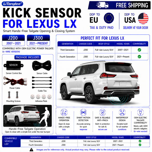 For Lexus LX J200 J300 OEM Electric Power Tailgate Smart Hands-Free Kick Sensor – Foot-Activated Tailgate Opening & Closing System