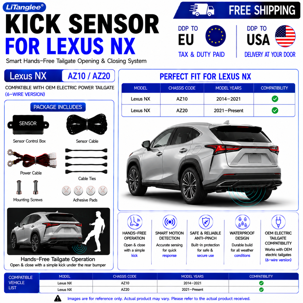 For Lexus NX AZ10 AZ20 OEM Electric Power Tailgate Smart Hands-Free Kick Sensor – Foot-Activated Tailgate Opening & Closing System