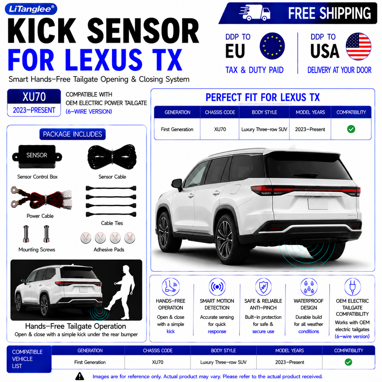 For Lexus TX XU70 OEM Electric Power Tailgate Smart Hands-Free Kick Sensor – Foot-Activated Tailgate Opening & Closing System