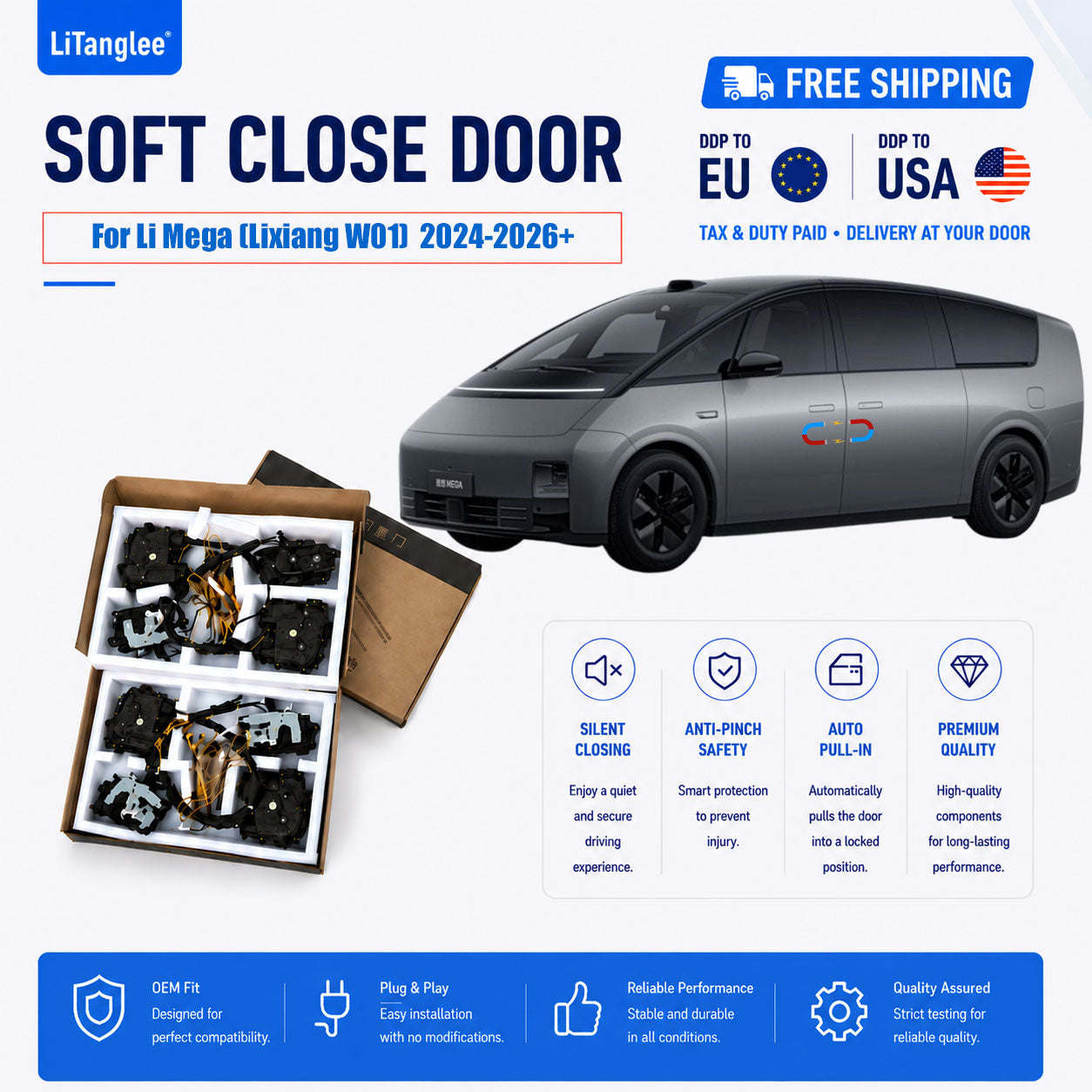 For Li Mega (Lixiang W01) (2024-2026+) Electric Soft Close Door Upgrade Kit | LiTanglee